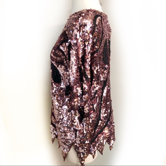 VINTAGE silk top with sequins size large - Picture 4 of 5